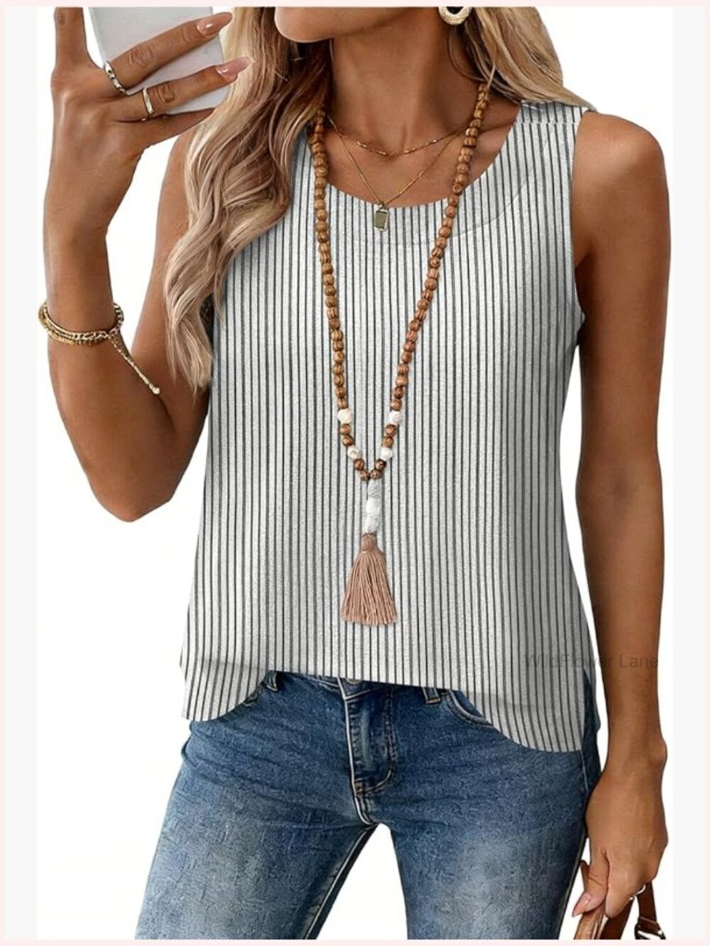 Women's Cotton Linen Tank Top Crewneck Sleeveless Blouse